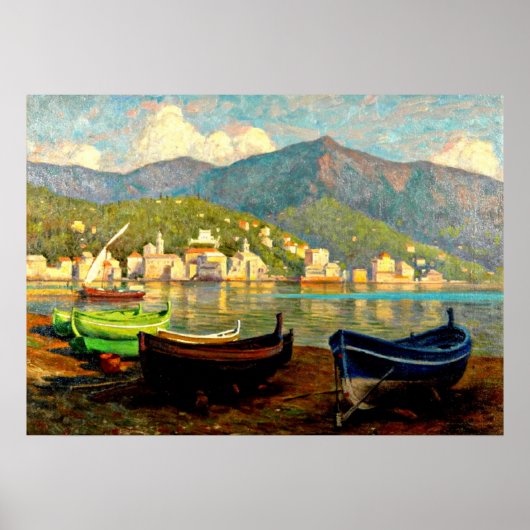 Harbour Scene von Rapallo; Paul Fischer Gemälde Poster (Vorne)