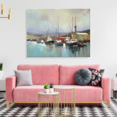 Harbour-Szene - überzogene Canvas Print Leinwanddruck (Insitu (Wohnzimmer))