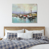 Harbour-Szene - überzogene Canvas Print Leinwanddruck (Insitu (Schlafzimmer))