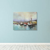 Harbour-Szene - überzogene Canvas Print Leinwanddruck (Insitu (Holzboden))