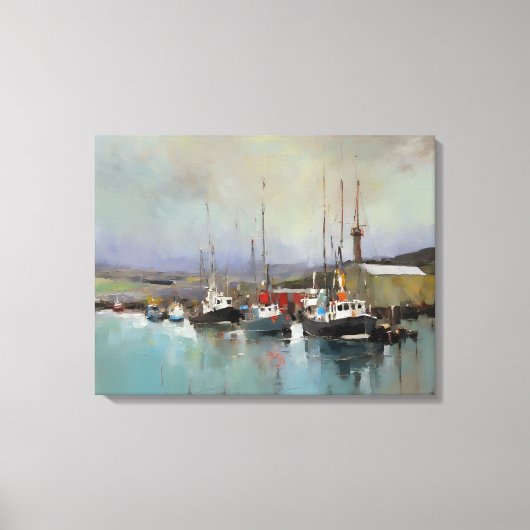 Harbour-Szene - überzogene Canvas Print Leinwanddruck (Vorderseite)