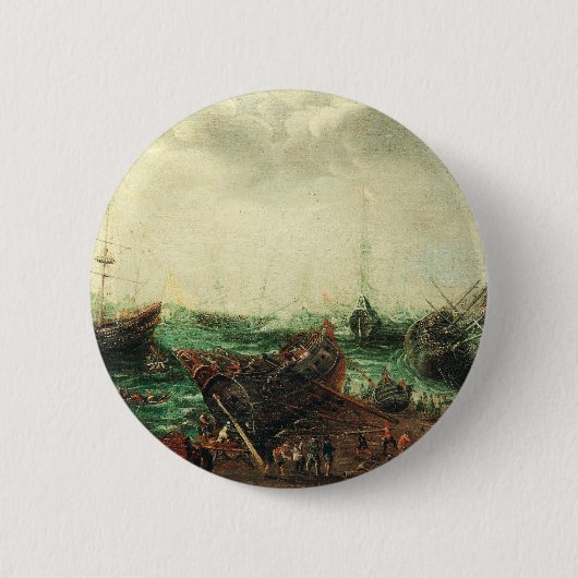 Harbour-Szene von Adam Willaerts Button (Vorderseite)
