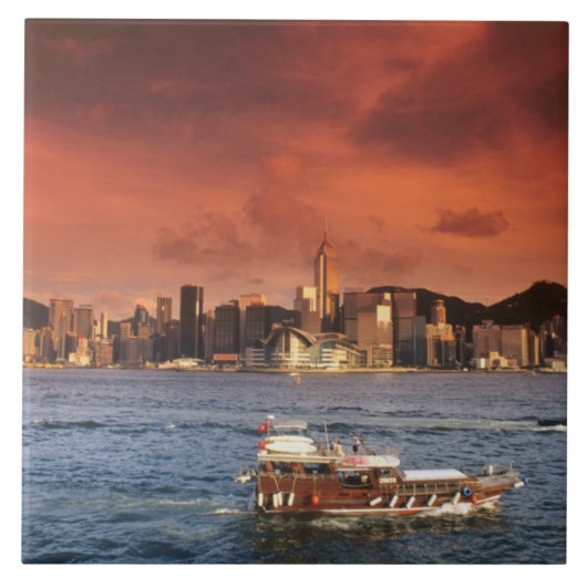 Harbour von Hongkong bei Sunset Fliese (Vorderseite)
