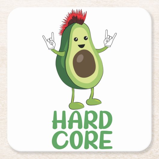 Hard Core Avocado Funny Rechteckiger Pappuntersetzer (Vorderseite)