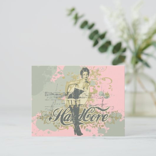 Hard Core Girl T - Shirt und Geschenke Postkarte (Stehend Vorderseite)