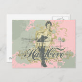 Hard Core Girl T - Shirt und Geschenke Postkarte (Vorne/Hinten)