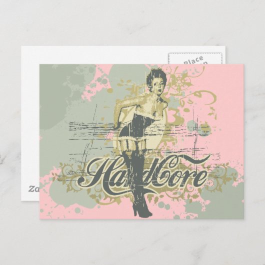 Hard Core Girl T - Shirt und Geschenke Postkarte (Vorne/Hinten)