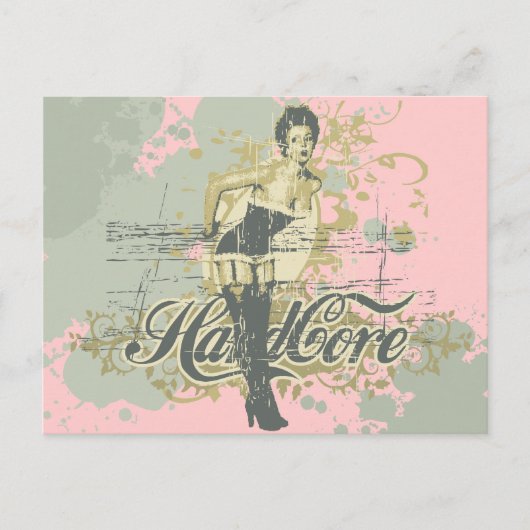 Hard Core Girl T - Shirt und Geschenke Postkarte (Vorderseite)