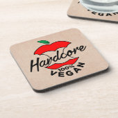 Hard Core Vegan, Apple Core Vegan, Hardcore Vegan Getränkeuntersetzer (Linke Seite)