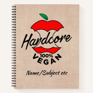 Hard Core Vegan, Apple Core Vegan, Hardcore Vegan Notizblock