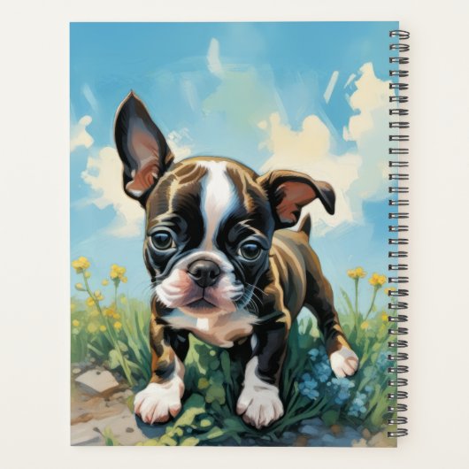 Hard Cover Customizable Boston Terrier 2024 Planer (Rückseite)