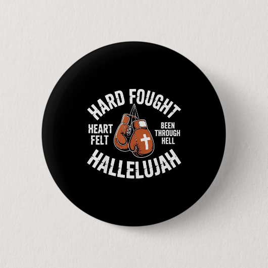 Hard Fought Hallelujah Boxing Gloves Christian Box Button (Vorderseite)