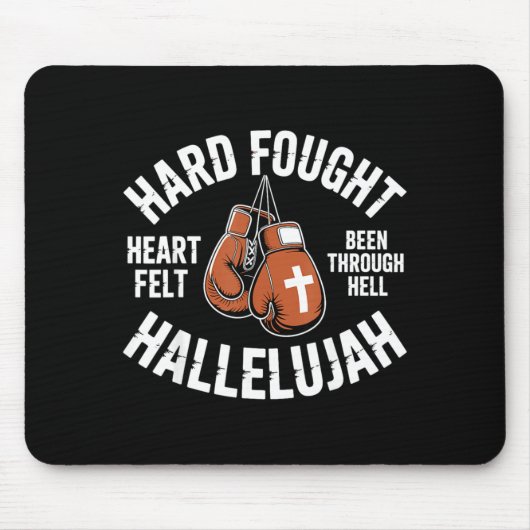 Hard Fought Hallelujah Boxing Gloves Christian Box Mousepad (Vorne)