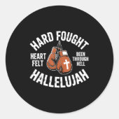 Hard Fought Hallelujah Boxing Gloves Christian Box Runder Aufkleber (Vorderseite)