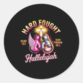 Hard Fought Hallelujah Boxing Gloves Faith Runder Aufkleber (Vorderseite)