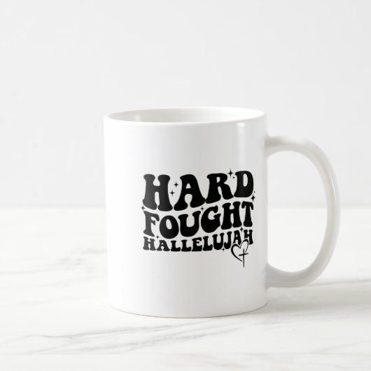 Hard Fought Hallelujah Cross Heart Sparkle Art Kaffeetasse (Rechts)