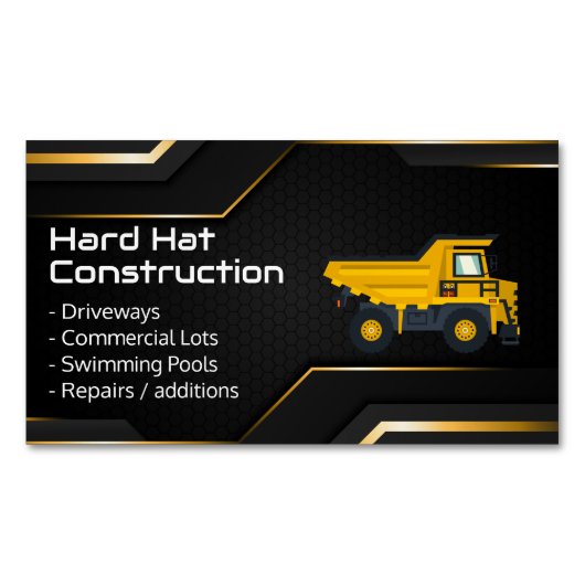 Hard Hat Construction | Work Dump Truck Magnetische Visitenkarte (Vorderseite)