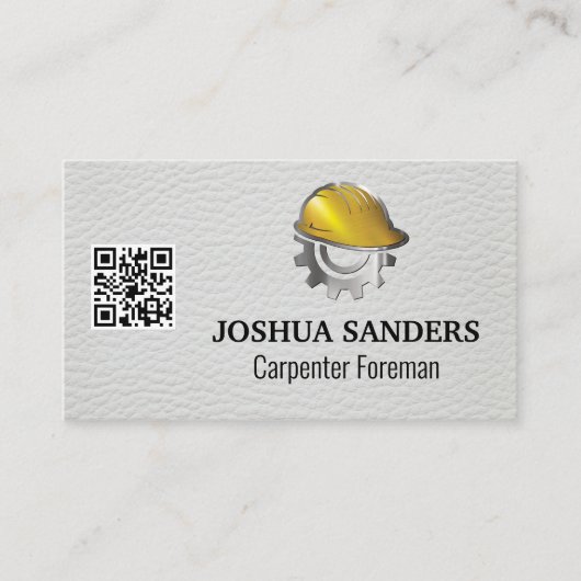 Hard Hat Gear Logo | Weißleder | QR-Code Visitenkarte (Vorderseite)