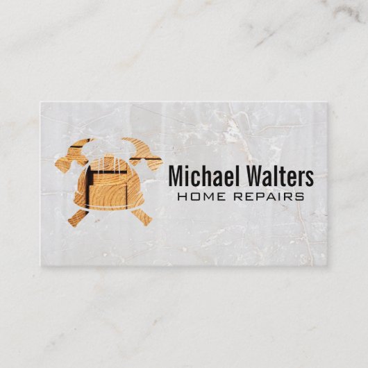 Hard Hat | Hammer | Baureparatur Visitenkarte (Vorderseite)