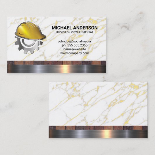 Hard-Hat-Logo | Builder Carpentry Visitenkarte (Vorne/Hinten)