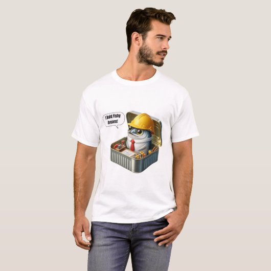 Hard Hat Sardine Engineer Tiny Workshop Art T-Shirt (Vorne ganz)