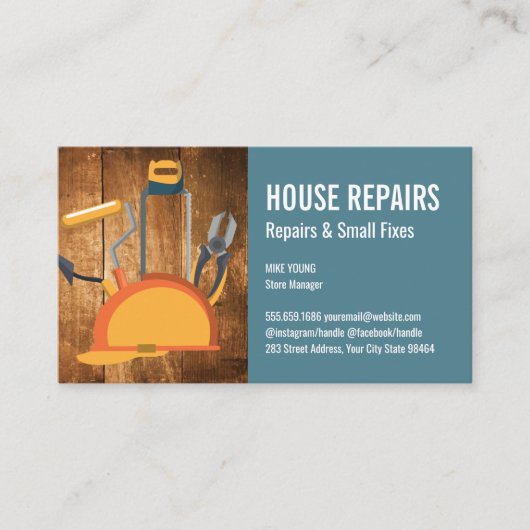 Hard Hat Tools | Stellenkarte für den Bausektor Terminkarte (Vorderseite)