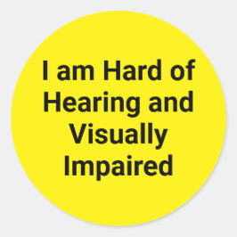 Hard of Hearing and Visually Impaired Yellow Runder Aufkleber