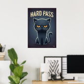 Hard Pass Cat – Funny Grumpy Cartoon Character Poster (Heimbüro)