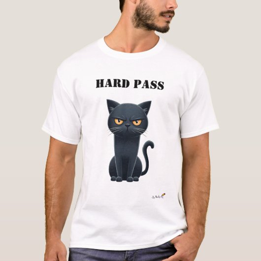 Hard Pass Funny Moody Cat T-Shirt (Vorderseite)