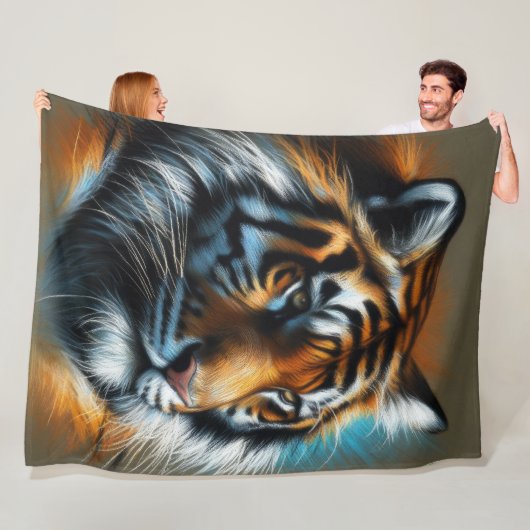 Hard Pastel Tiger auf Tan Fleecedecke (Beispiel)