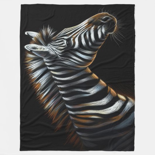 Hard Pastel Zebra auf schwarz Fleecedecke (Vorderseite)