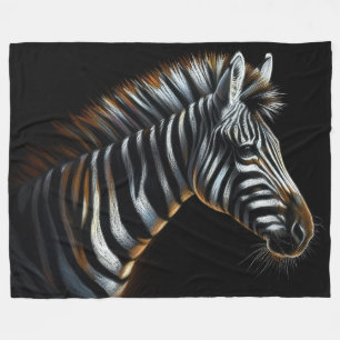 Hard Pastel Zebra auf schwarz Fleecedecke