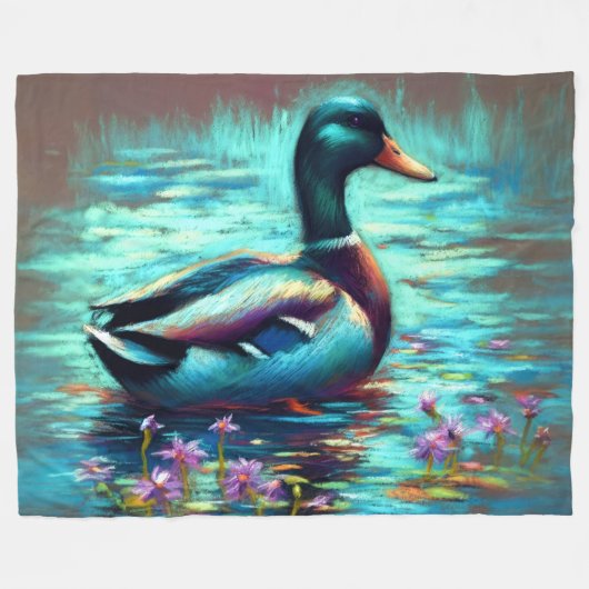 Hard Pastel Zeichne Mallard Duck Fleecedecke (Vorderseite (Horizontal))