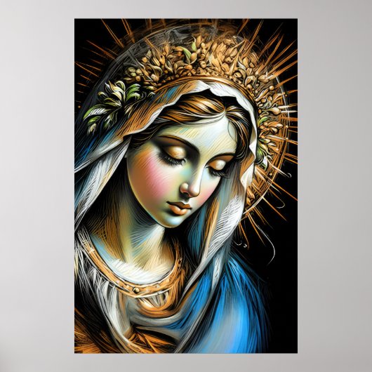 Hard Pastel Zeichne Mutter Mary Poster (Vorne)