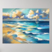 Hard Pastel Zeichne Segelboot Wasser II Poster (Vorne)