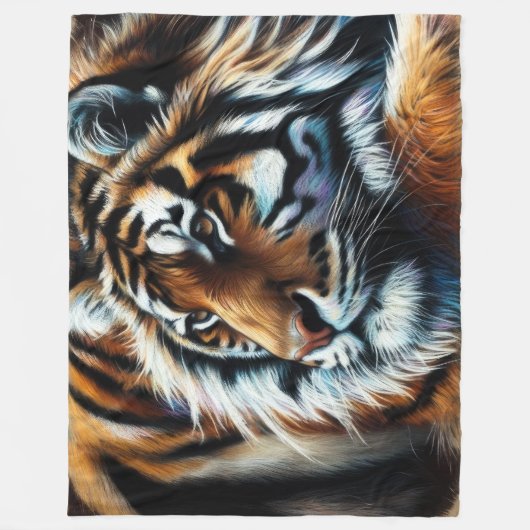 Hard Pastel Zeichne Tiger Fleecedecke (Vorderseite)