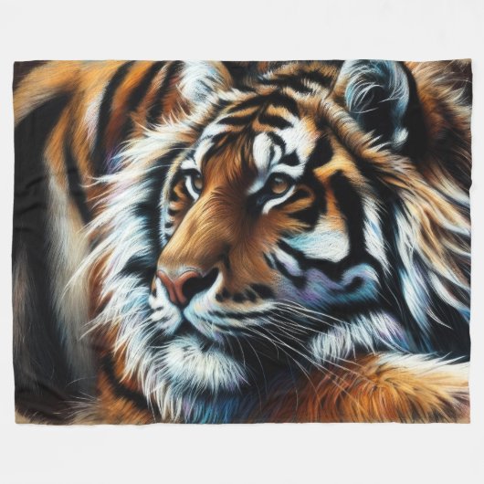 Hard Pastel Zeichne Tiger Fleecedecke (Vorderseite (Horizontal))