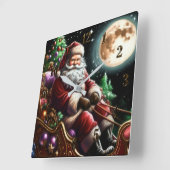 Hard Pastel Zeichne Weihnachten in Sleigh Quadratische Wanduhr (Winkel)