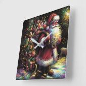 Hard Pastel Zeichne Weihnachten mit Geschenken Quadratische Wanduhr (Winkel)