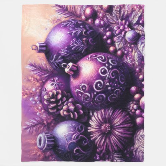 Hard Pastel Zeichne Weihnachts-Motif-Urlaub Lila Fleecedecke (Vorderseite)