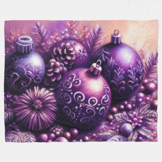 Hard Pastel Zeichne Weihnachts-Motif-Urlaub Lila Fleecedecke (Vorderseite (Horizontal))