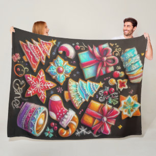 Hard Pastel Zeichne Weihnachts-Weihnachtskeks Fleecedecke