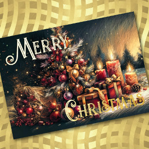 Hard Pastel Zeichne Weihnachtsbaumkerzen Folien Feiertagskarte