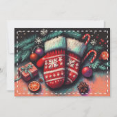 Hard Pastel Zeichne Weihnachtsferien Mittens Karte (Vorderseite)