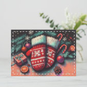 Hard Pastel Zeichne Weihnachtsferien Mittens Karte (Stehend Vorderseite)