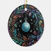Hard Pastel Zeichne Weihnachtskranz Keramik Ornament (Links)