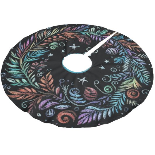 Hard Pastel Zeichne Weihnachtskranz Polyester Weihnachtsbaumdecke (Schrägansicht)