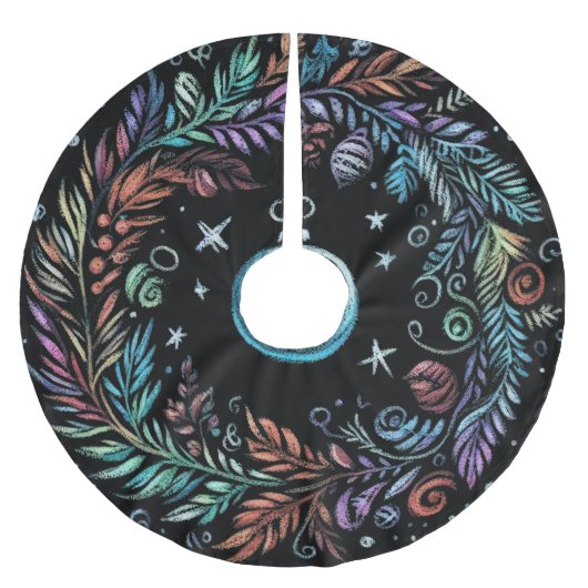 Hard Pastel Zeichne Weihnachtskranz Polyester Weihnachtsbaumdecke (Vorderseite)