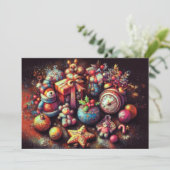 Hard Pastel Zeichne Weihnachtsmotifs Urlaub Feiertagskarte (Stehend Vorderseite)