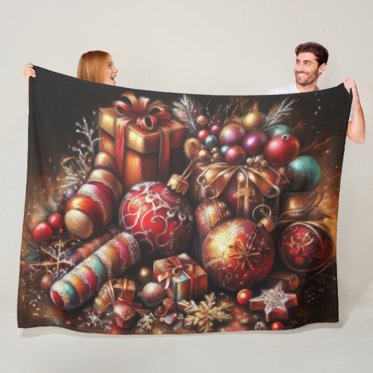 Hard Pastel Zeichne Weihnachtsmotifs Urlaub Fleecedecke (Beispiel)